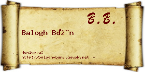 Balogh Bán névjegykártya